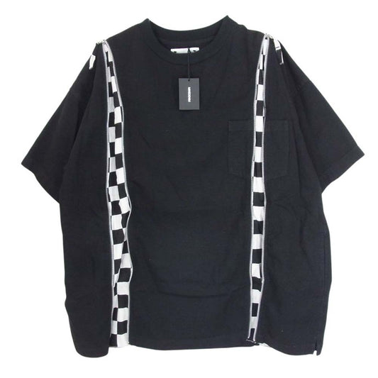 MINEDENIM マインデニム 23SS × OLD PARK オールド パーク  Zip Wide Denim T-SH ジップ ワイド デニム 半袖 Tシャツ ブラック系 2【新古品】【未使用】【中古】