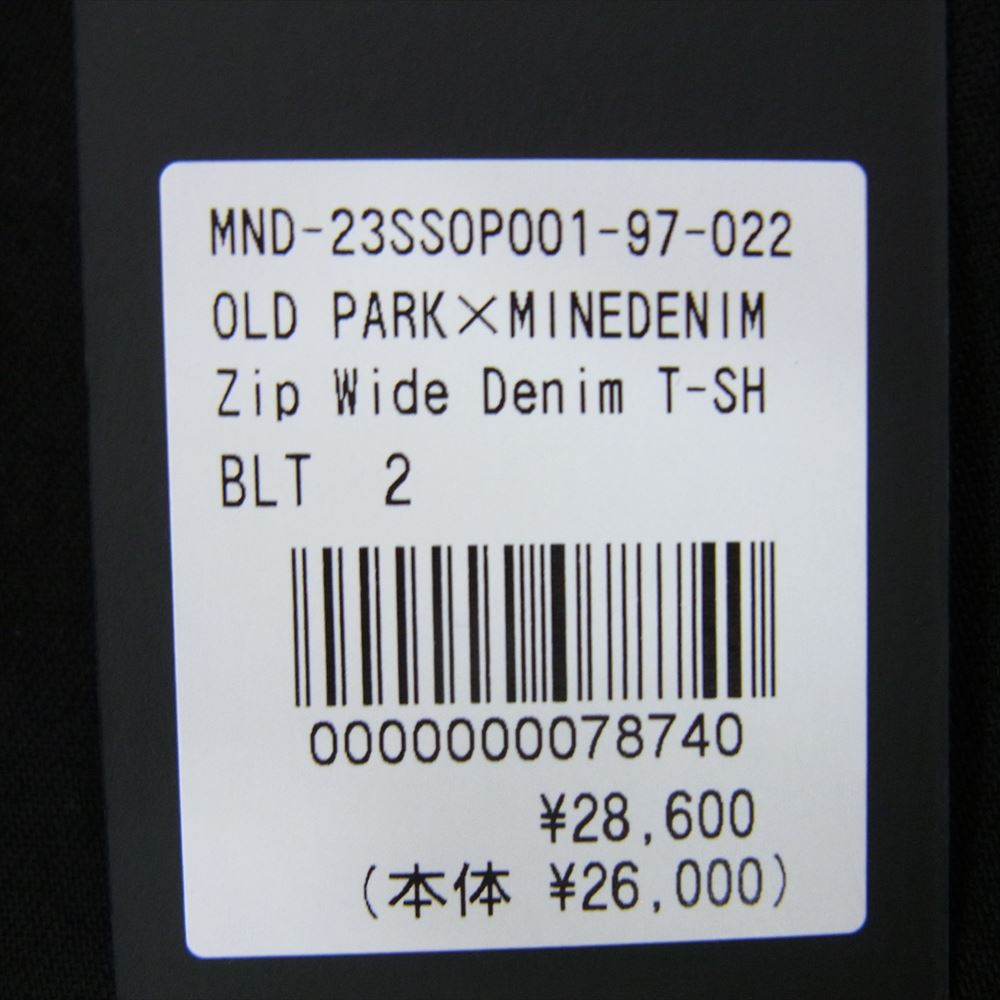 MINEDENIM マインデニム 23SS × OLD PARK オールド パーク  Zip Wide Denim T-SH ジップ ワイド デニム 半袖 Tシャツ ブラック系 2【新古品】【未使用】【中古】