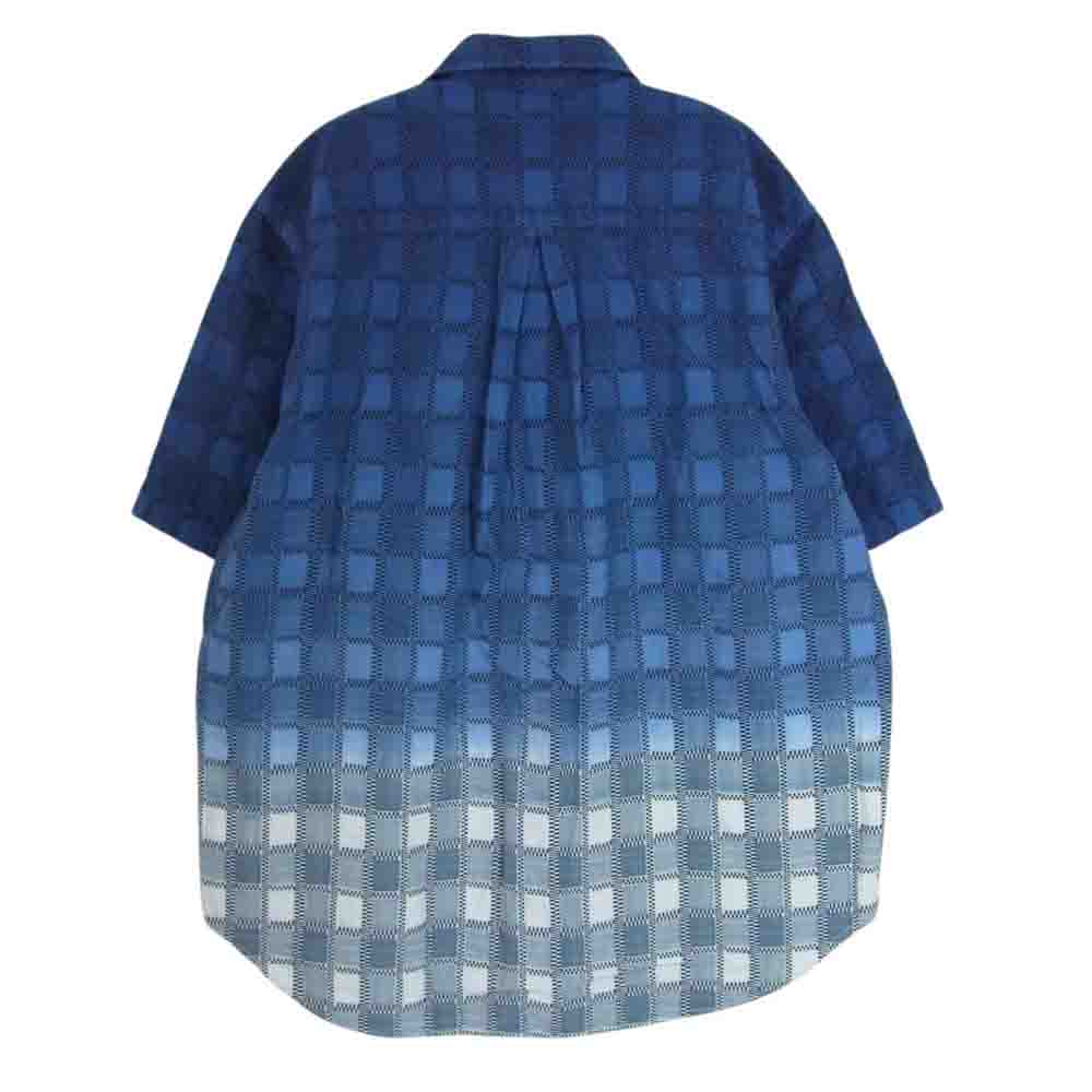 クオン 252SH023200 fabric ファブリック別注 Yoshino Plaid S/S Shirts 吉野格子 グラデーションダイ ショートスリーブ 半袖 シャツ ネイビー系 M【新古品】【未使用】【中古】