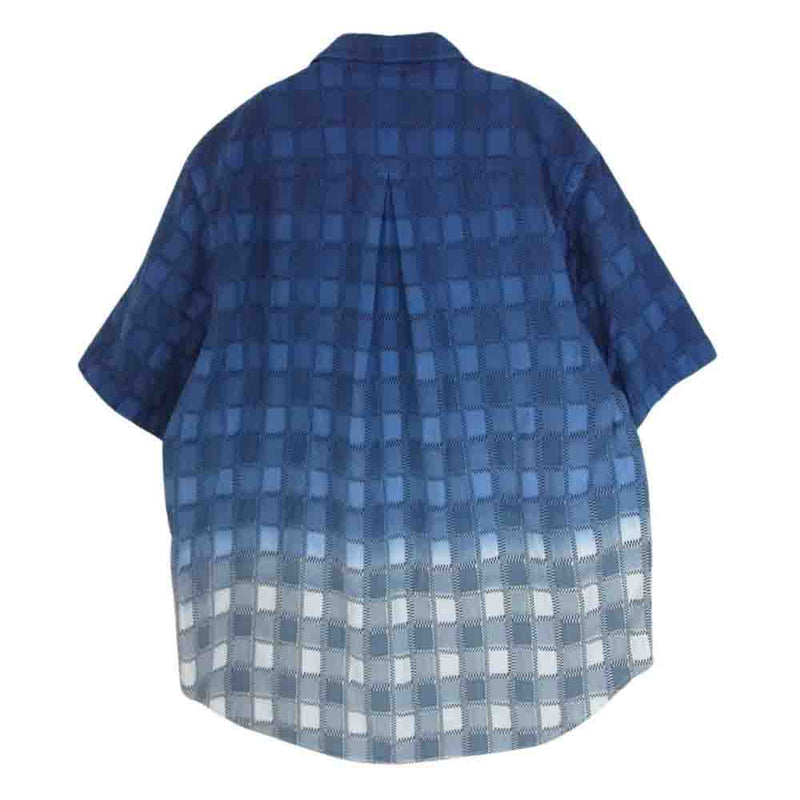 クオン 252SH023200 fabric ファブリック別注 Yoshino Plaid S/S Shirts 吉野格子 グラデーションダイ ショートスリーブ 半袖 シャツ ネイビー系 M【新古品】【未使用】【中古】