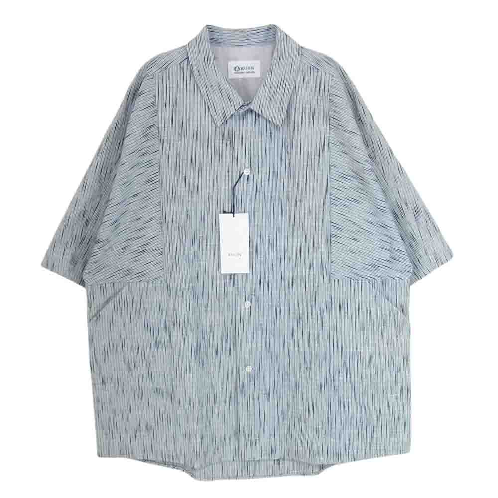 クオン 24SS 114SH050300 Aizome Slub Kite Shirt S/S 藍染 スラブ パターン切替 半袖 シャツ ブルー系 M【新古品】【未使用】【中古】