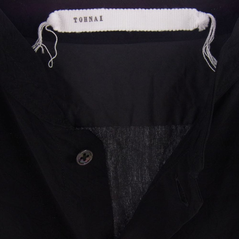 トーナイ 24SS TOH24SS-08 COLLARLESS SHIRT 強撚コットンブロード カラーレス 長袖 シャツ size3 ブラック系 3【新古品】【未使用】【中古】