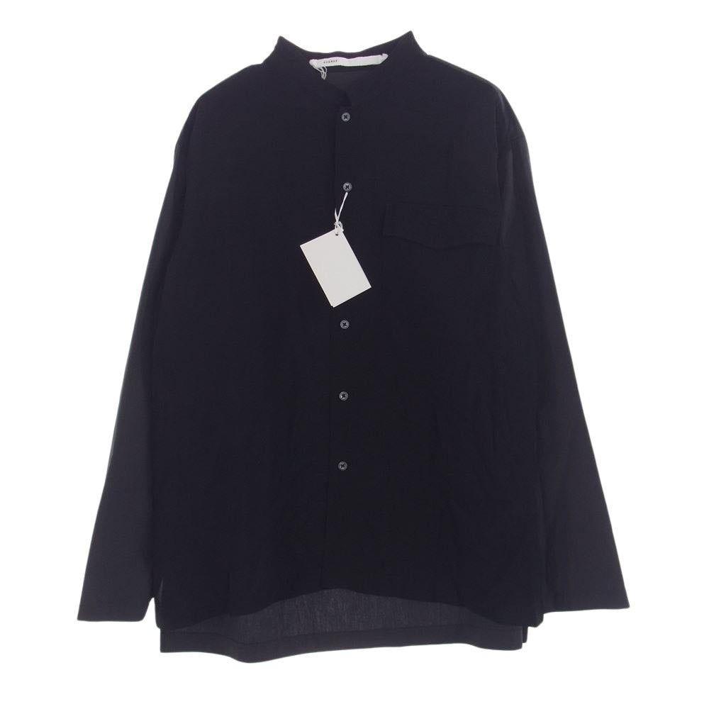 トーナイ 24SS TOH24SS-08 COLLARLESS SHIRT 強撚コットンブロード カラーレス 長袖 シャツ ブラック系 2【新古品】【未使用】【中古】