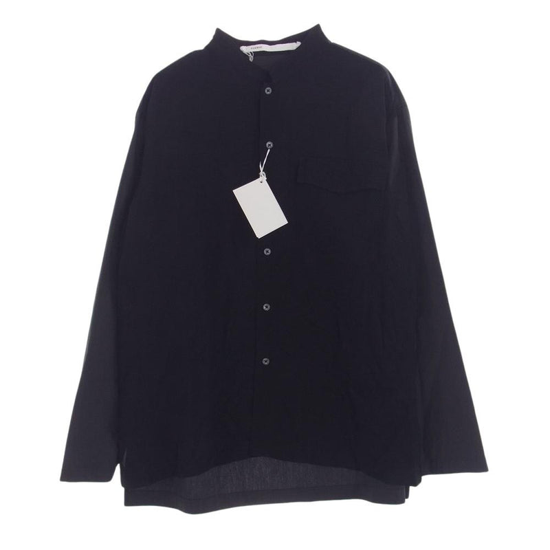 トーナイ 24SS TOH24SS-08 COLLARLESS SHIRT 強撚コットンブロード カラーレス 長袖 シャツ ブラック系 2【新古品】【未使用】【中古】