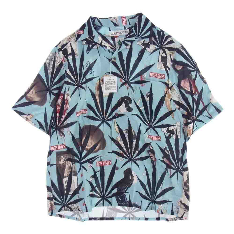 WACKO MARIA ワコマリア 24SS HIGTTIMES-WM-HI06 舐達麻 HIGHTIMES SS HAWAIIAN SHIRT TYPE 2 ハワイアン 半袖 シャツ Lサイズ ライトブルー系 L【新古品】【未使用】【中古】