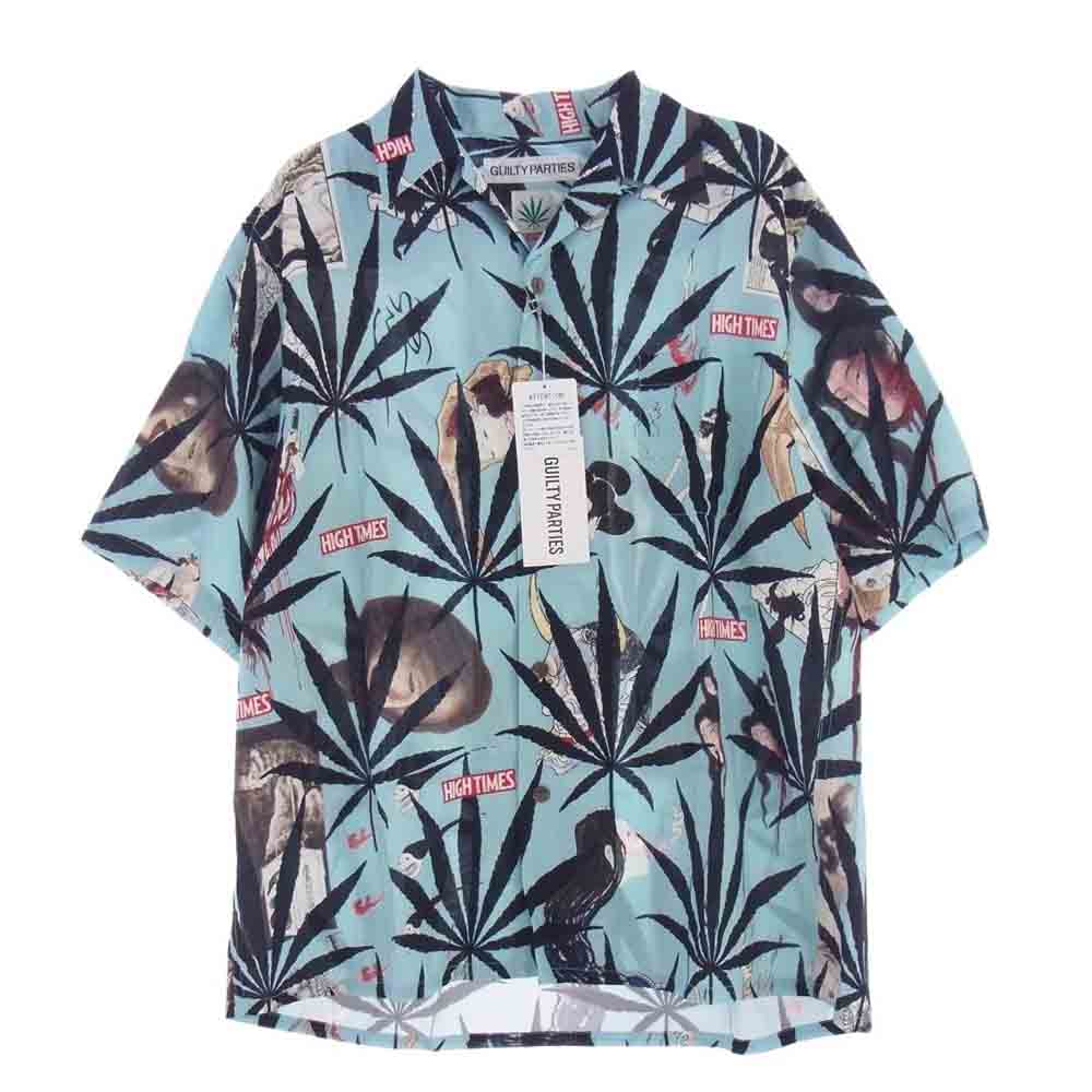 WACKO MARIA ワコマリア 24SS HIGTTIMES-WM-HI06 舐達麻 HIGHTIMES SS HAWAIIAN SHIRT TYPE 2 ハワイアン 半袖 シャツ Mサイズ ライトブルー系【新古品】【未使用】【中古】