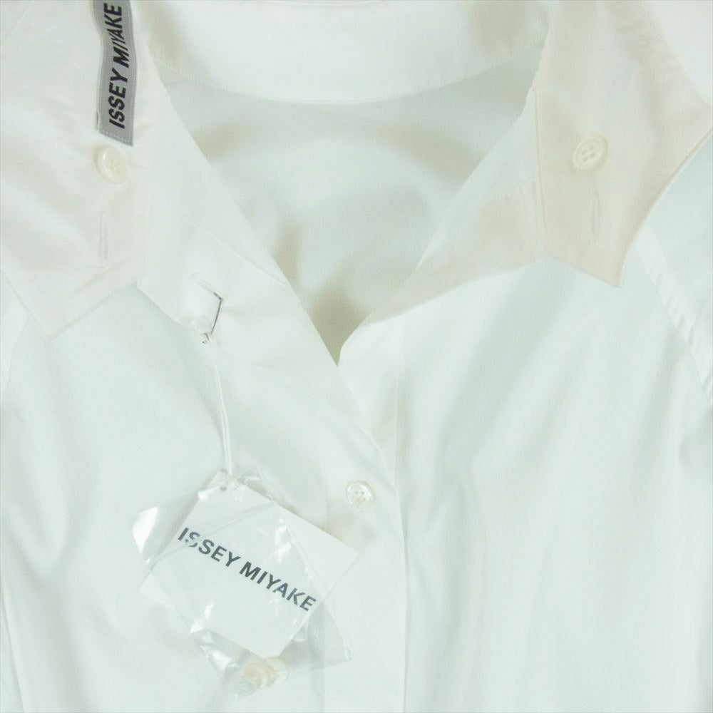 ISSEY MIYAKE イッセイミヤケ IM41FJ526 FASTENED SHIRT 長袖 シャツ ブラウス ホワイト系 2【新古品】【未使用】【中古】