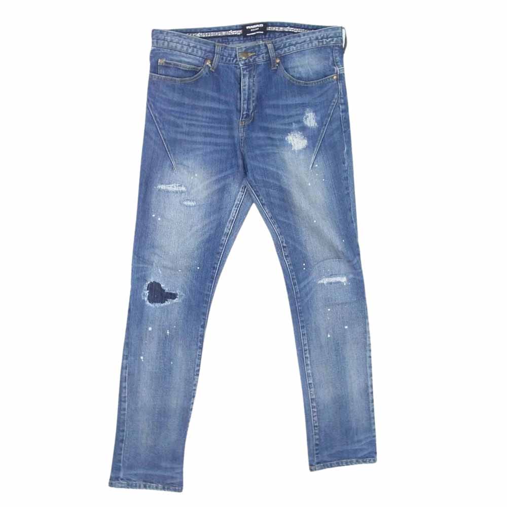 NUMBER(N)INE ナンバーナイン × 1PIU1UGUALE3 RELAX ウノピュウウノウグァーレトレ リペア ダメージ 加工 ストレート デニム パンツ インディゴブルー系 L【中古】