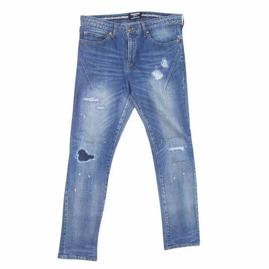 NUMBER(N)INE ナンバーナイン × 1PIU1UGUALE3 RELAX ウノピュウウノウグァーレトレ リペア ダメージ 加工 ストレート デニム パンツ インディゴブルー系 L【中古】