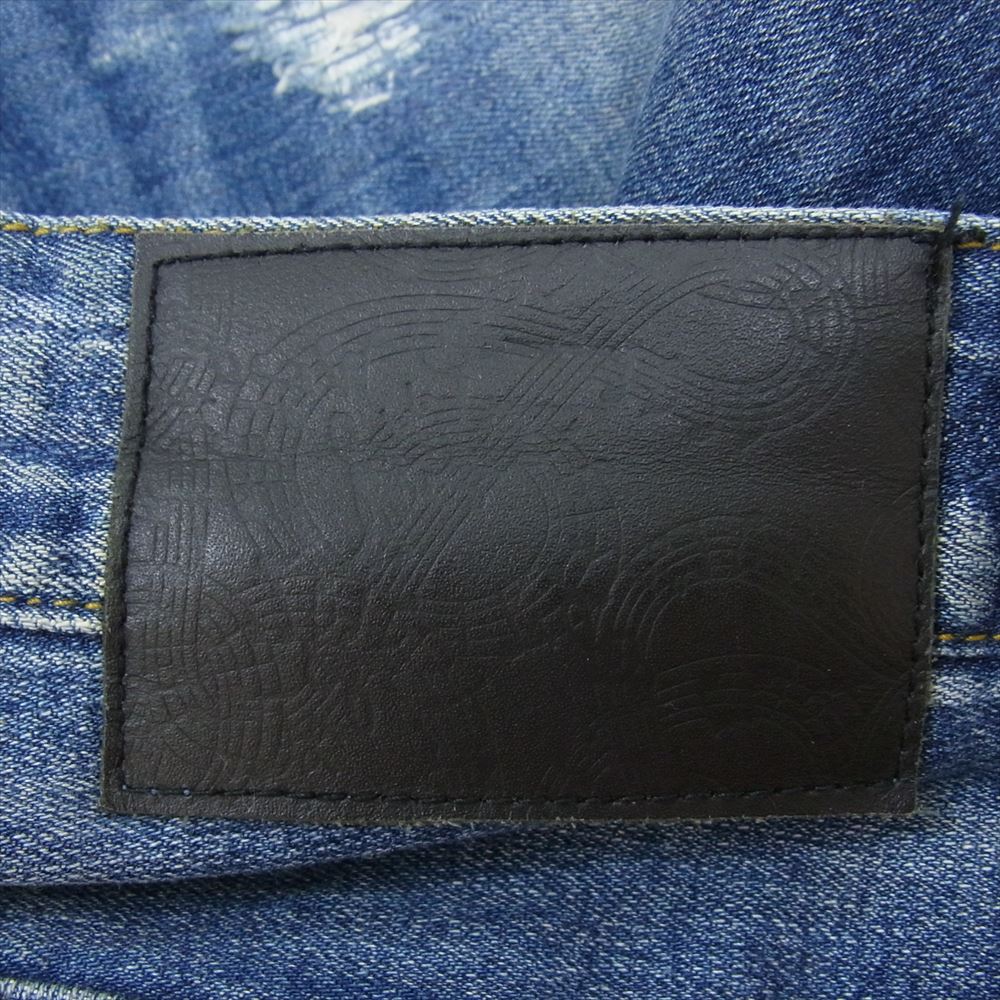 NUMBER(N)INE ナンバーナイン × 1PIU1UGUALE3 RELAX ウノピュウウノウグァーレトレ リペア ダメージ 加工 ストレート デニム パンツ インディゴブルー系 L【中古】