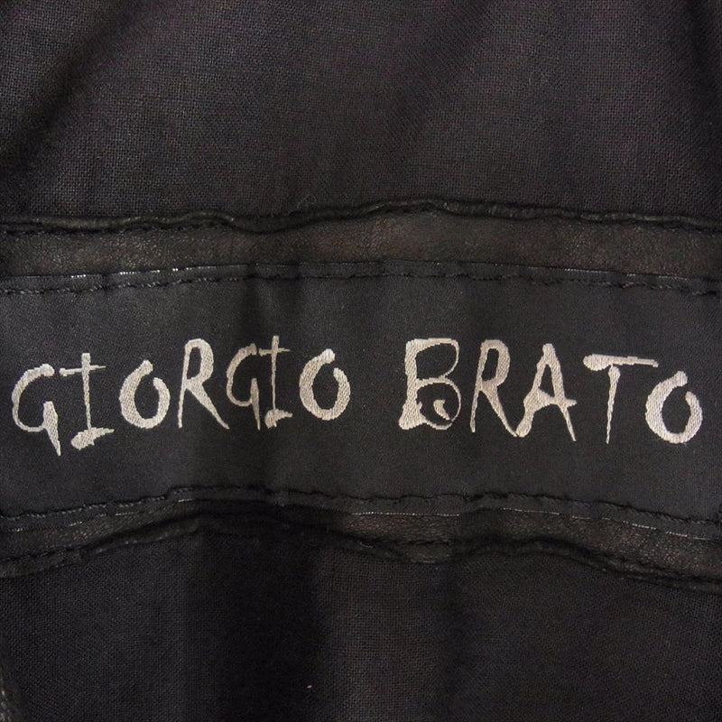 GIORGIO BRATO ジョルジオブラット 国内正規品 イタリア製 シープレザー 羊革 シングル ライダース ジャケット ブラック系 46【中古】