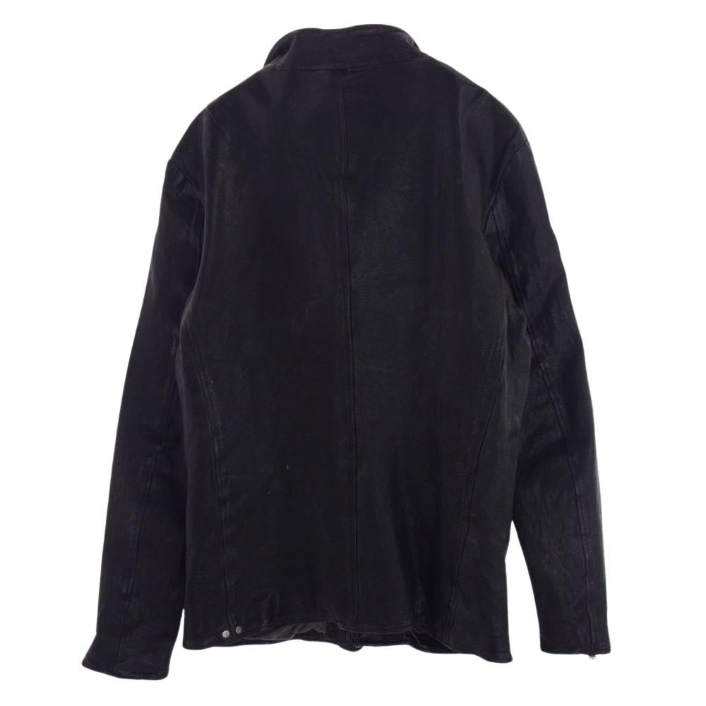 ISAMUKATAYAMA BACKLASH イサムカタヤマバックラッシュ in-1948-04 xx incarnation DOUBLE BREASTED ZIPPER BLOUSON  JAPAN CALF LEATHER インカネーション 別注 ダブルブレスト カーフレザー ジップ ブルゾン レザー ジャケット ブラック系 L【中古】