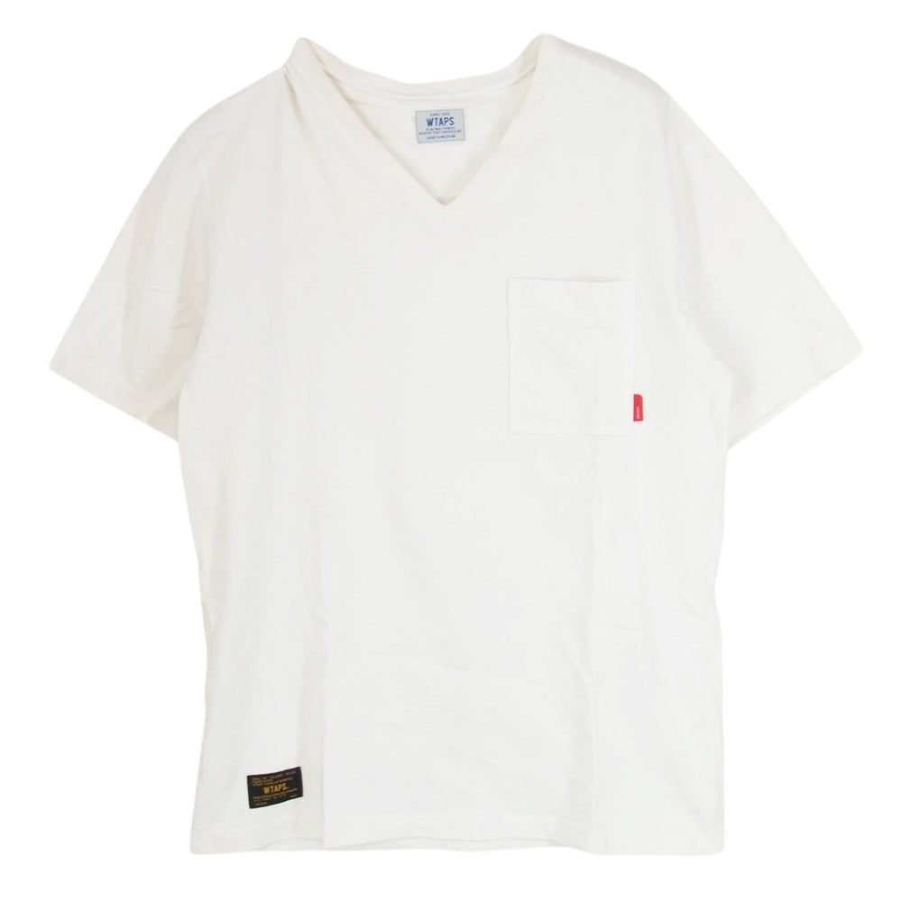 WTAPS ダブルタップス 131ATDT-CSM07  Vネック 半袖 Tシャツ カットソー ホワイト系 M【中古】