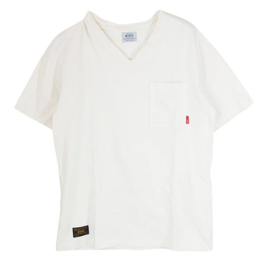 WTAPS ダブルタップス 131ATDT-CSM07  Vネック 半袖 Tシャツ カットソー ホワイト系 M【中古】