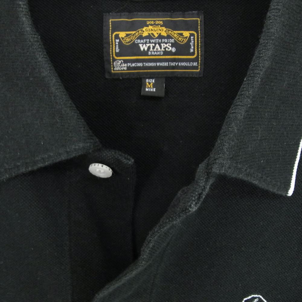 WTAPS ダブルタップス 101ATDT-CSM11 SHIRT BUTTON CTN ロゴ 鹿の子 半袖 ポロシャツ シャツ ブラック系 M【中古】