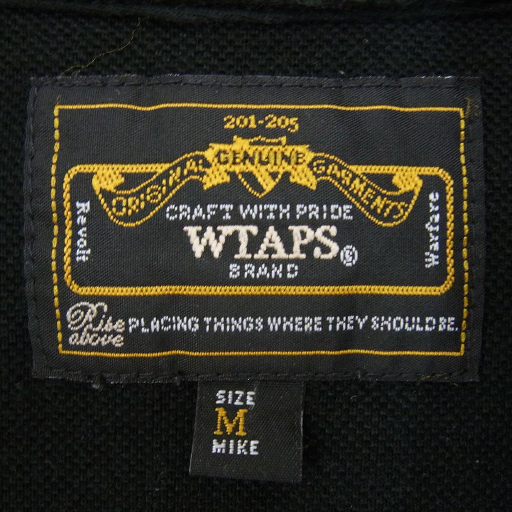 WTAPS ダブルタップス 101ATDT-CSM11 SHIRT BUTTON CTN ロゴ 鹿の子 半袖 ポロシャツ シャツ ブラック系 M【中古】