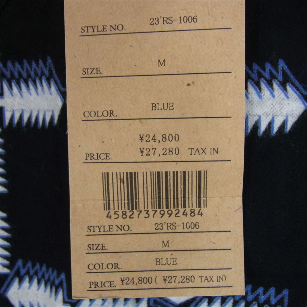 RATS ラッツ NATIVE PRINT FLANNEL SHIRT ORANGE ネイティブ プリント フランネル 長袖 シャツ ブルー ブラック系 M【極上美品】【中古】