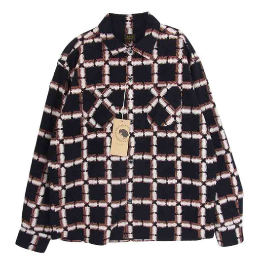 RATS ラッツ NATIVE PRINT FLANNEL SHIRT BLUE ネイティブ プリント フランネル 長袖 シャツ オレンジ ブラック系 M【美品】【中古】