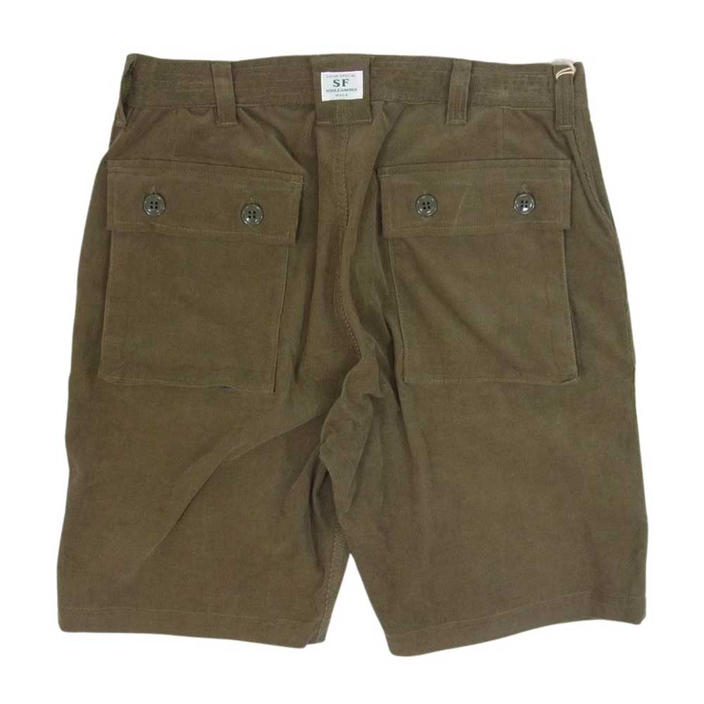 SASAFRAS ササフラス SF-201666 G.D.U PANTS 1/2 20W CORD コーデュロイ カーゴ パンツ カーキ系 M【新古品】【未使用】【中古】