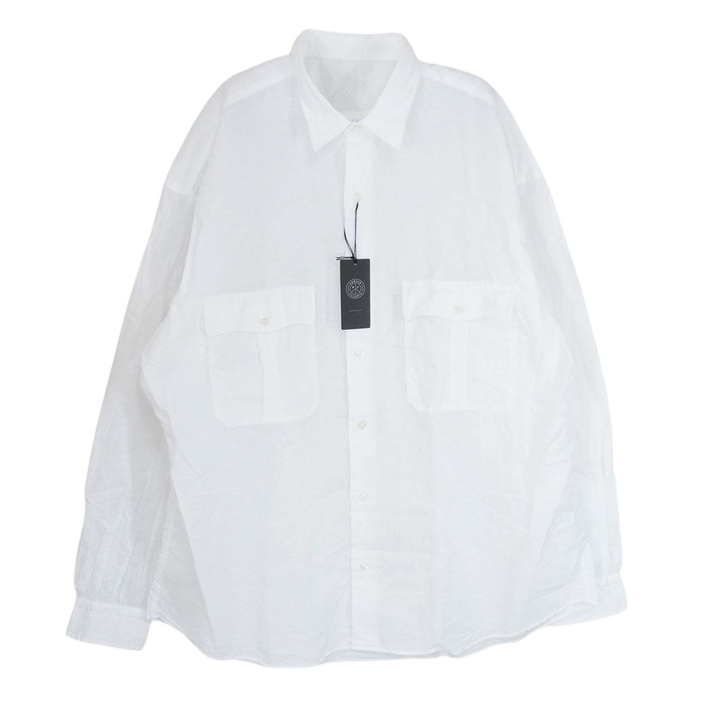 PORTER CLASSIC ポータークラシック PC-016-2765-0090-0015 ROLL UP LINEN COTTON SHIRT ロールアップ リネン コットン 長袖 シャツ ホワイト系 XL【新古品】【未使用】【中古】