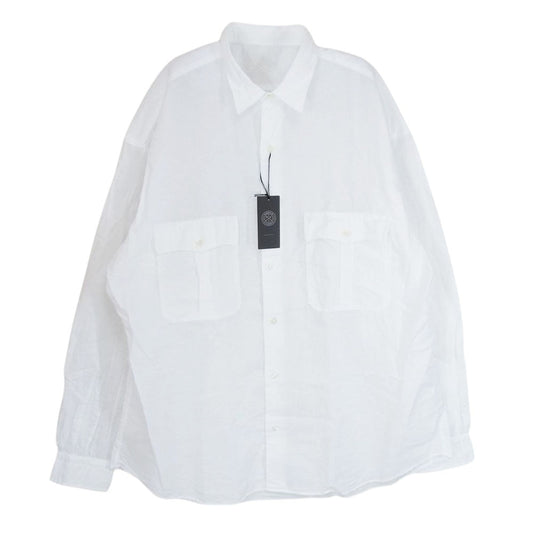 PORTER CLASSIC ポータークラシック PC-016-2765-0090-0015 ROLL UP LINEN COTTON SHIRT ロールアップ リネン コットン 長袖 シャツ ホワイト系 XL【新古品】【未使用】【中古】