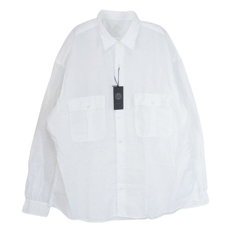 PORTER CLASSIC ポータークラシック PC-016-2765-0090-0015 ROLL UP LINEN COTTON SHIRT ロールアップ リネン コットン 長袖 シャツ ホワイト系 XL【新古品】【未使用】【中古】