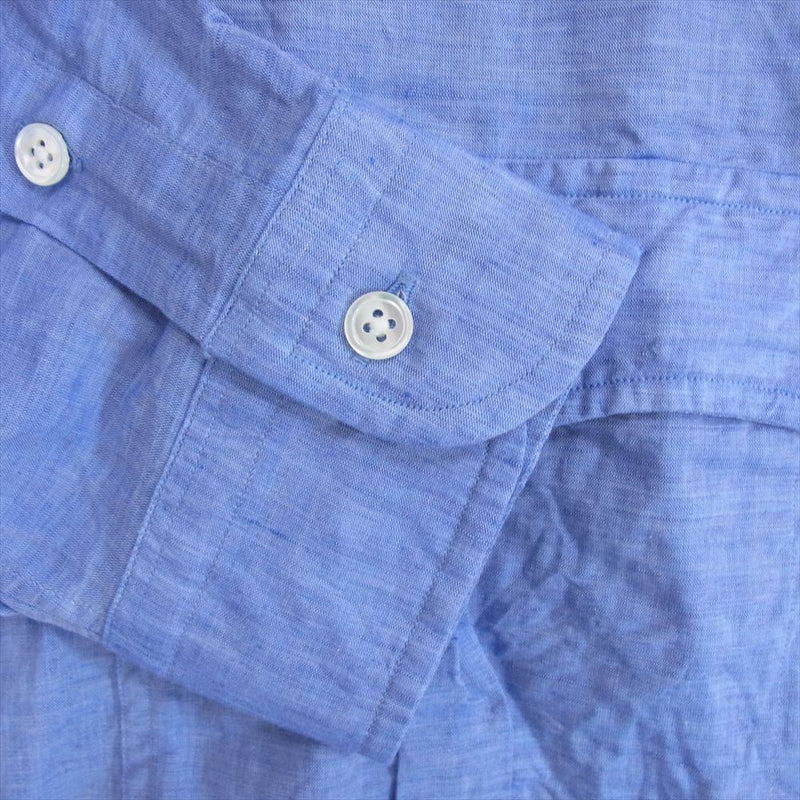 PORTER CLASSIC ポータークラシック PC-016-2765-0040-0015 ROLL UP LINEN COTTON SHIRT ロールアップ リネン コットン 長袖 シャツ ブルー系 XL【新古品】【未使用】【中古】