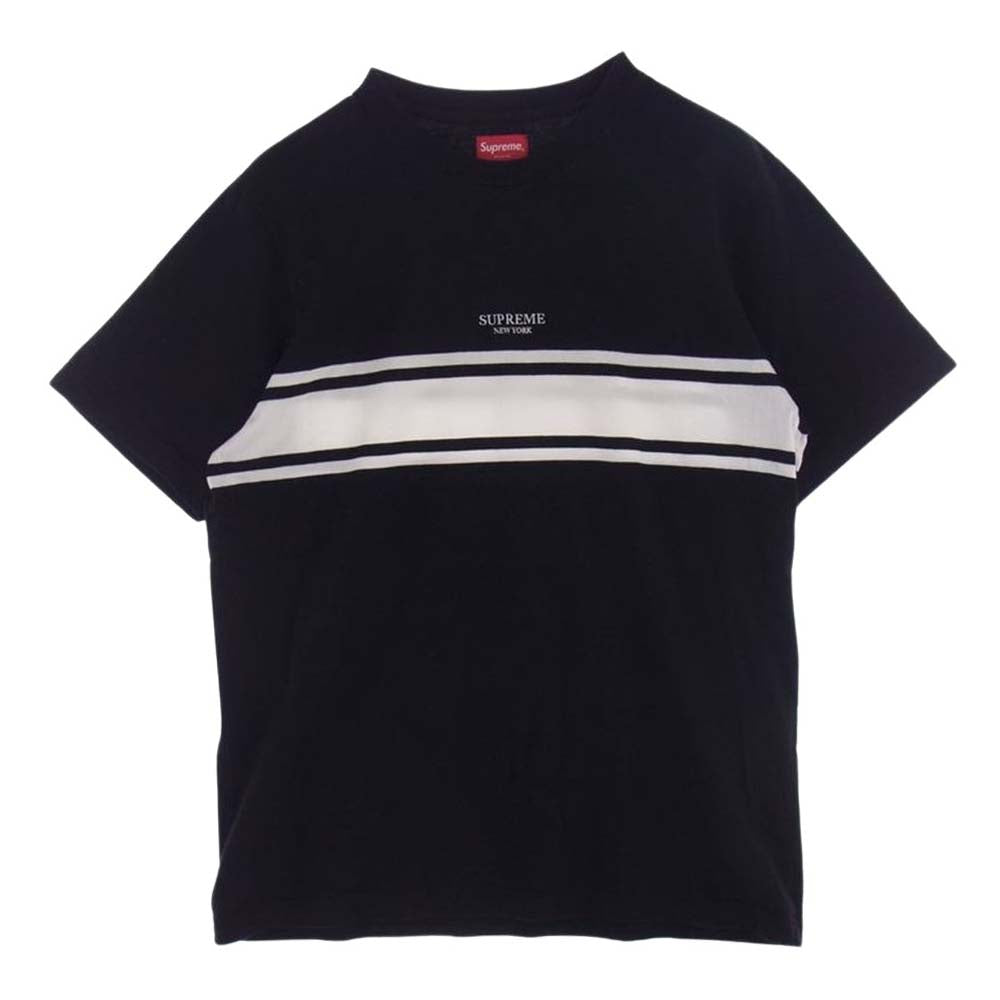 Supreme シュプリーム 18SS Stripe Tee ストライプ トップ ロゴ 半袖 Tシャツ ブラック系 M【中古】