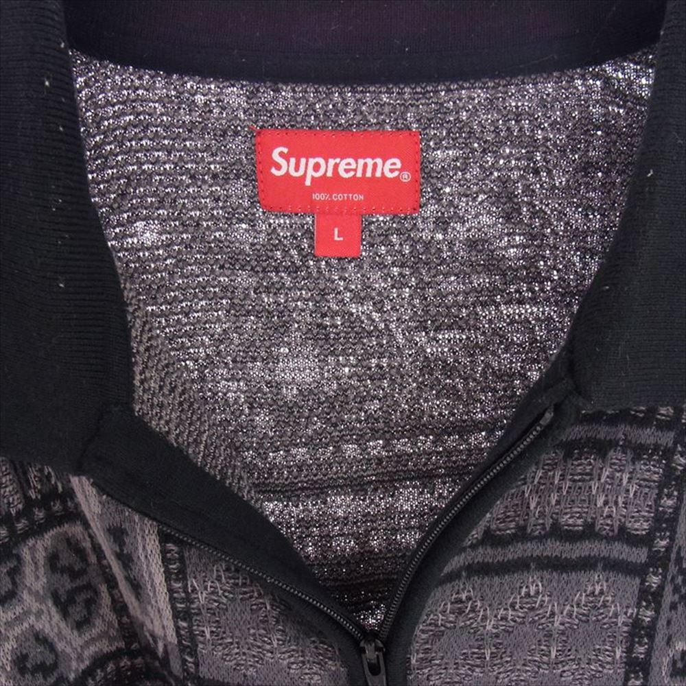 Supreme シュプリーム 20SS Patchwork Knit Zip Up Polo パッチワーク ニット ジップ アップ ポロシャツ ブラック系 グレー系 L【中古】