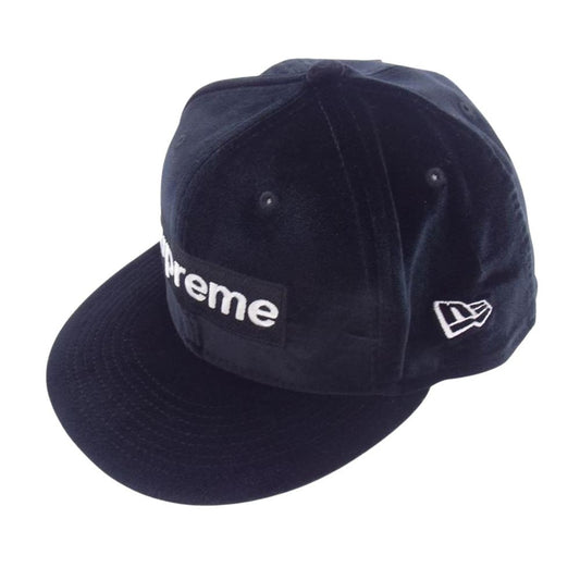 Supreme シュプリーム 22AW Velour Box Logo New Era ベロア ボックス ロゴ ニューエラ キャップ ブラック系 7 1/2【新古品】【未使用】【中古】