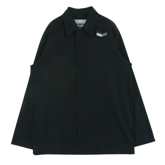 JIL SANDER ジルサンダー 22SS JSMU601426 国内正規品 ジップ アップ シャツ ジャケット イタリア製 ブラック系 44【中古】