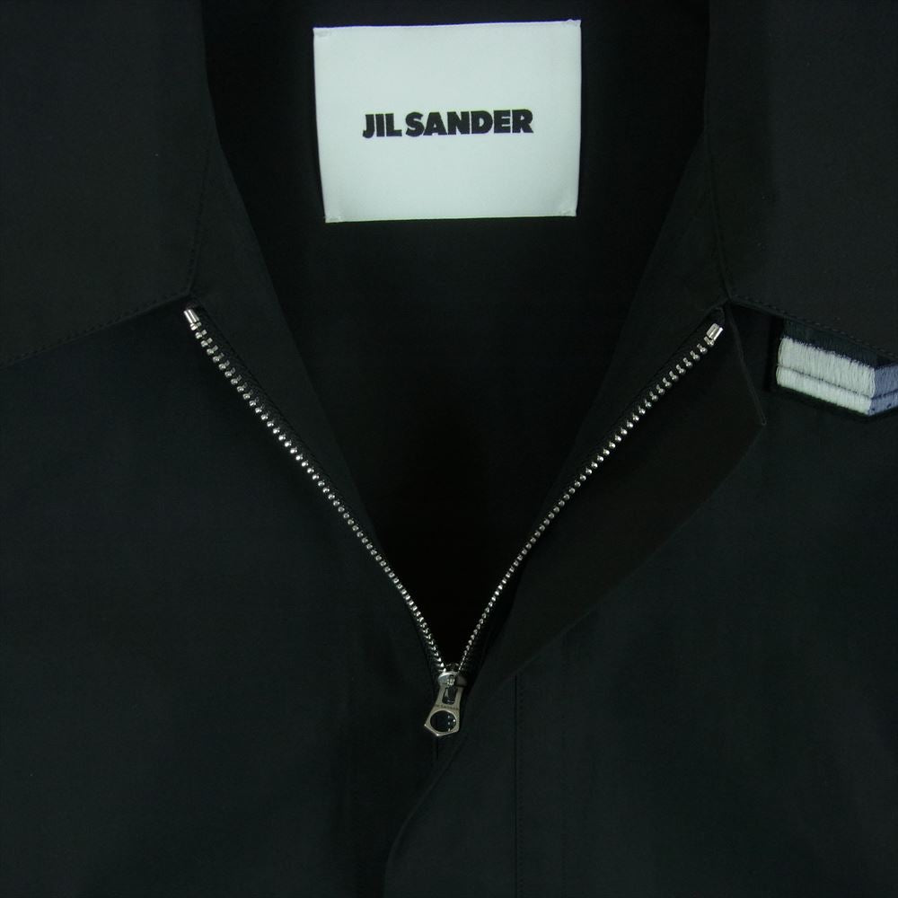 JIL SANDER ジルサンダー 22SS JSMU601426 国内正規品 ジップ アップ シャツ ジャケット イタリア製 ブラック系 44【中古】