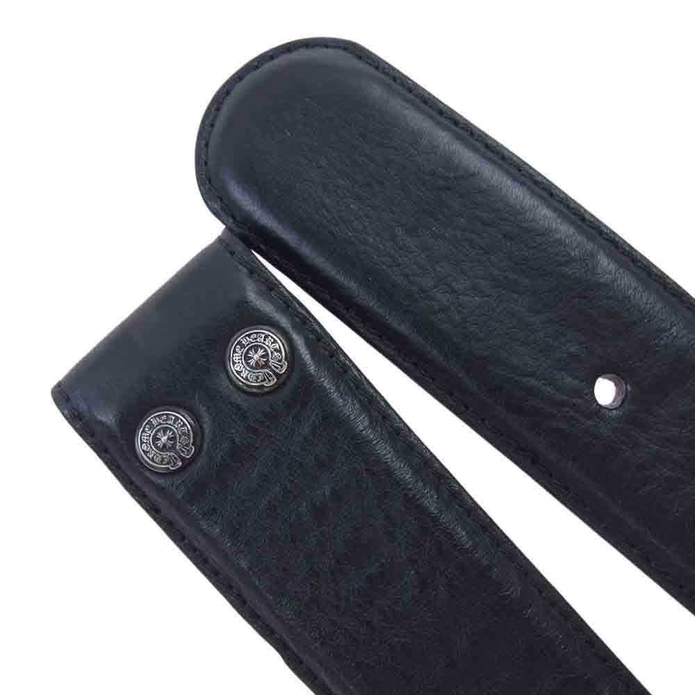 CHROME HEARTS クロムハーツ（原本無） 1.5 STRAP スクロールラベル リベット レザー ベルトストラップ ブラック系【中古】