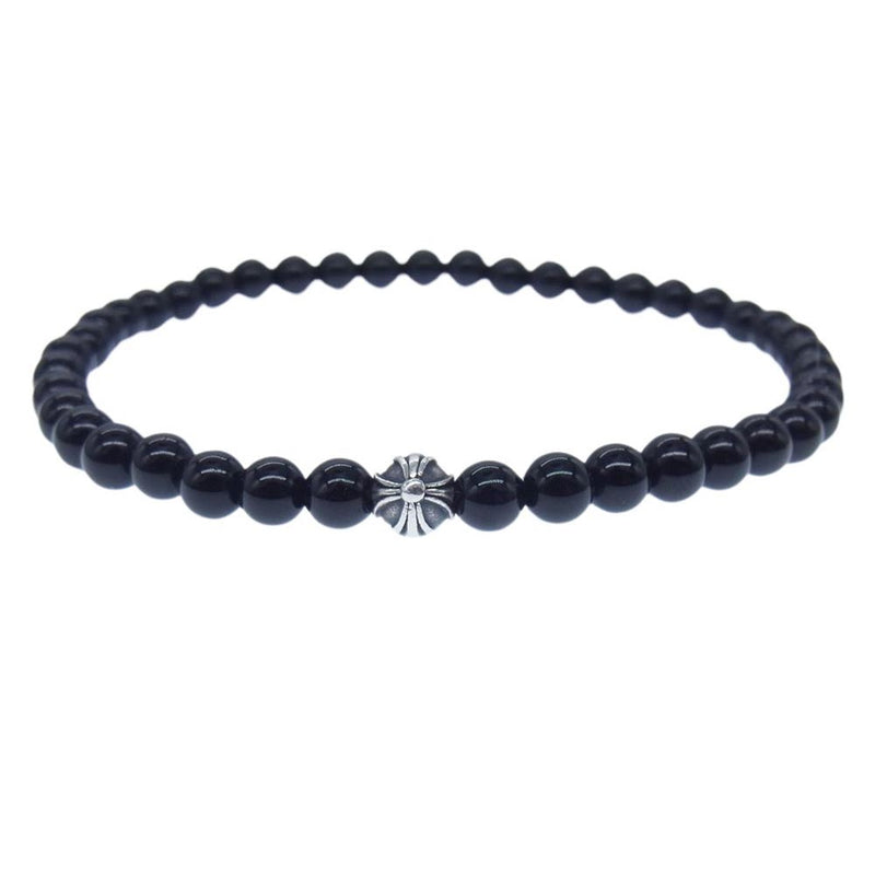 CHROME HEARTS クロムハーツ（原本無） BEAD 4mm ビーズ ブレスレット ブラック シルバー系 ブラック系【中古】