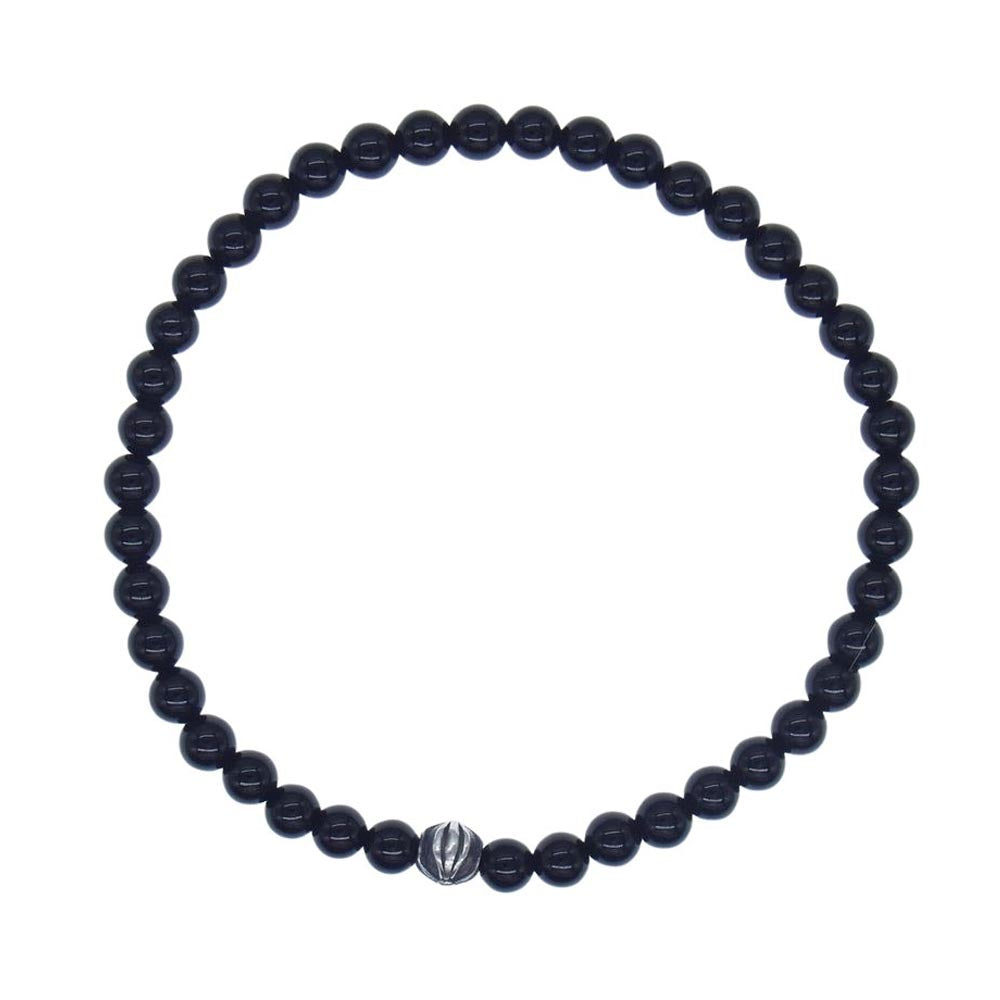 CHROME HEARTS クロムハーツ（原本無） BEAD 4mm ビーズ ブレスレット ブラック シルバー系 ブラック系【中古】