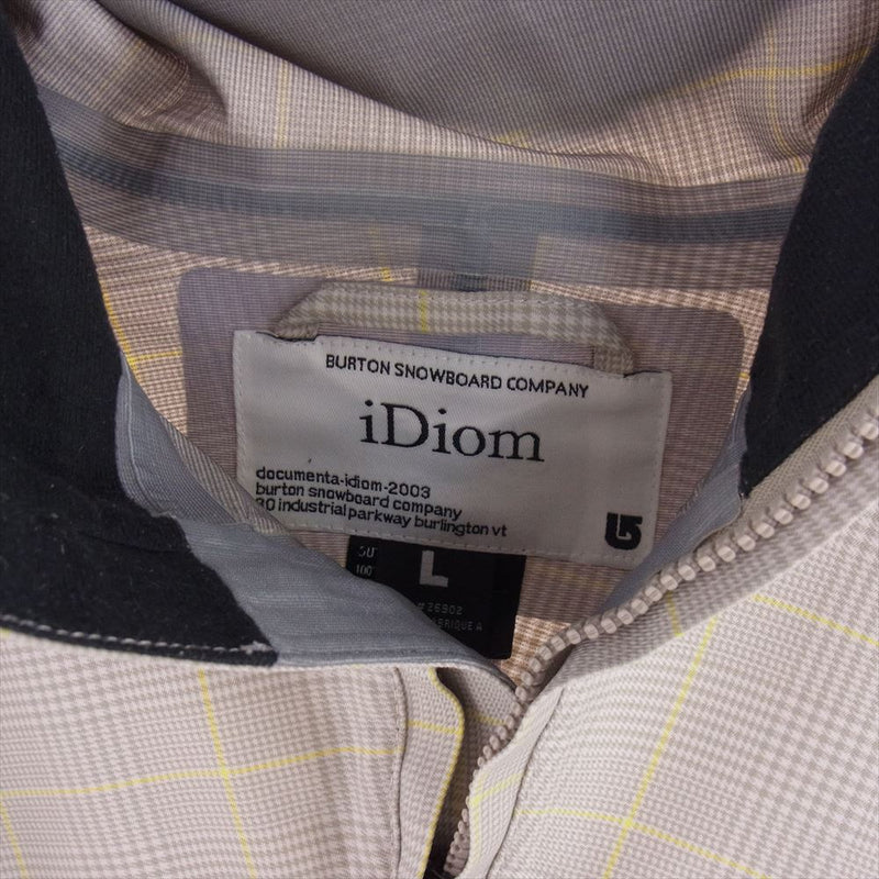 BURTON バートン idiom イディオム チェック ジャケット スノボウェア スキーウェア グレー系 L【中古】