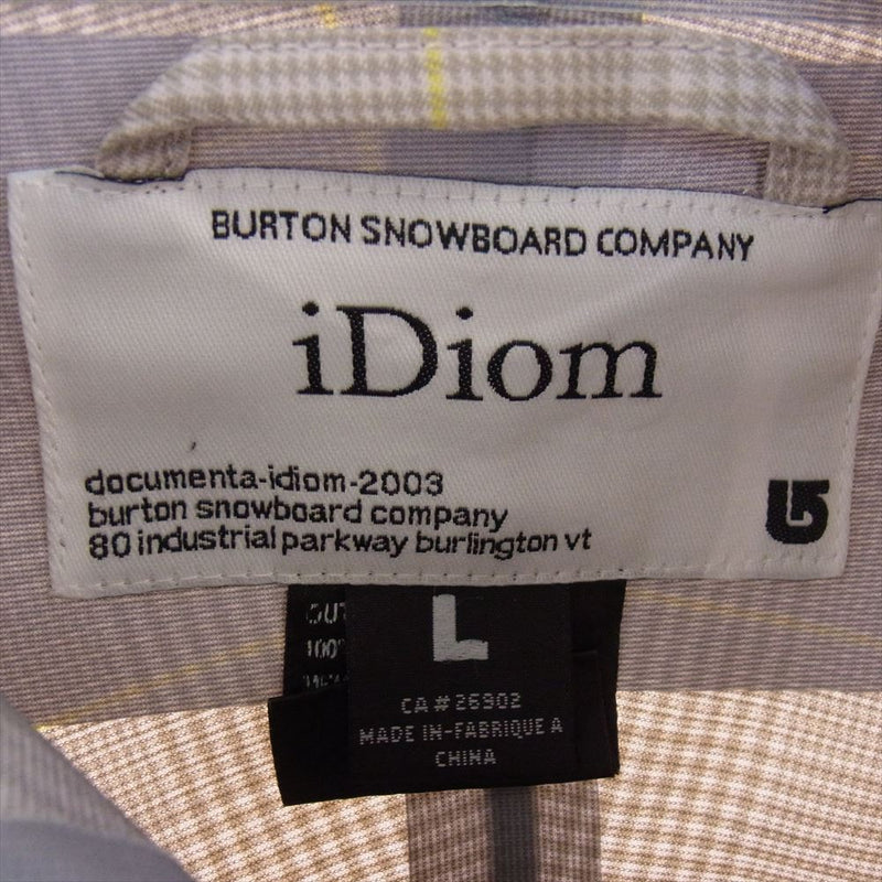 BURTON バートン idiom イディオム チェック ジャケット スノボウェア スキーウェア グレー系 L【中古】