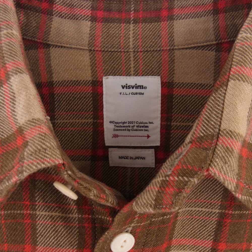 VISVIM ビズビム 20AW 0120205011012 LUMBER ELK CHECK L/S 先染め チェック フランネル チェックシャツ 牛骨釦 ブラウン系 2【中古】