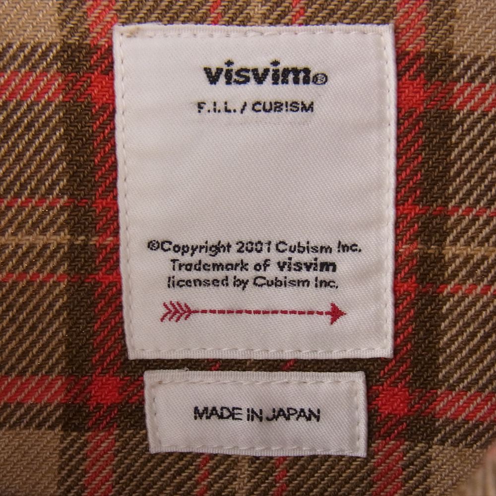 VISVIM ビズビム 20AW 0120205011012 LUMBER ELK CHECK L/S 先染め チェック フランネル チェックシャツ 牛骨釦 ブラウン系 2【中古】