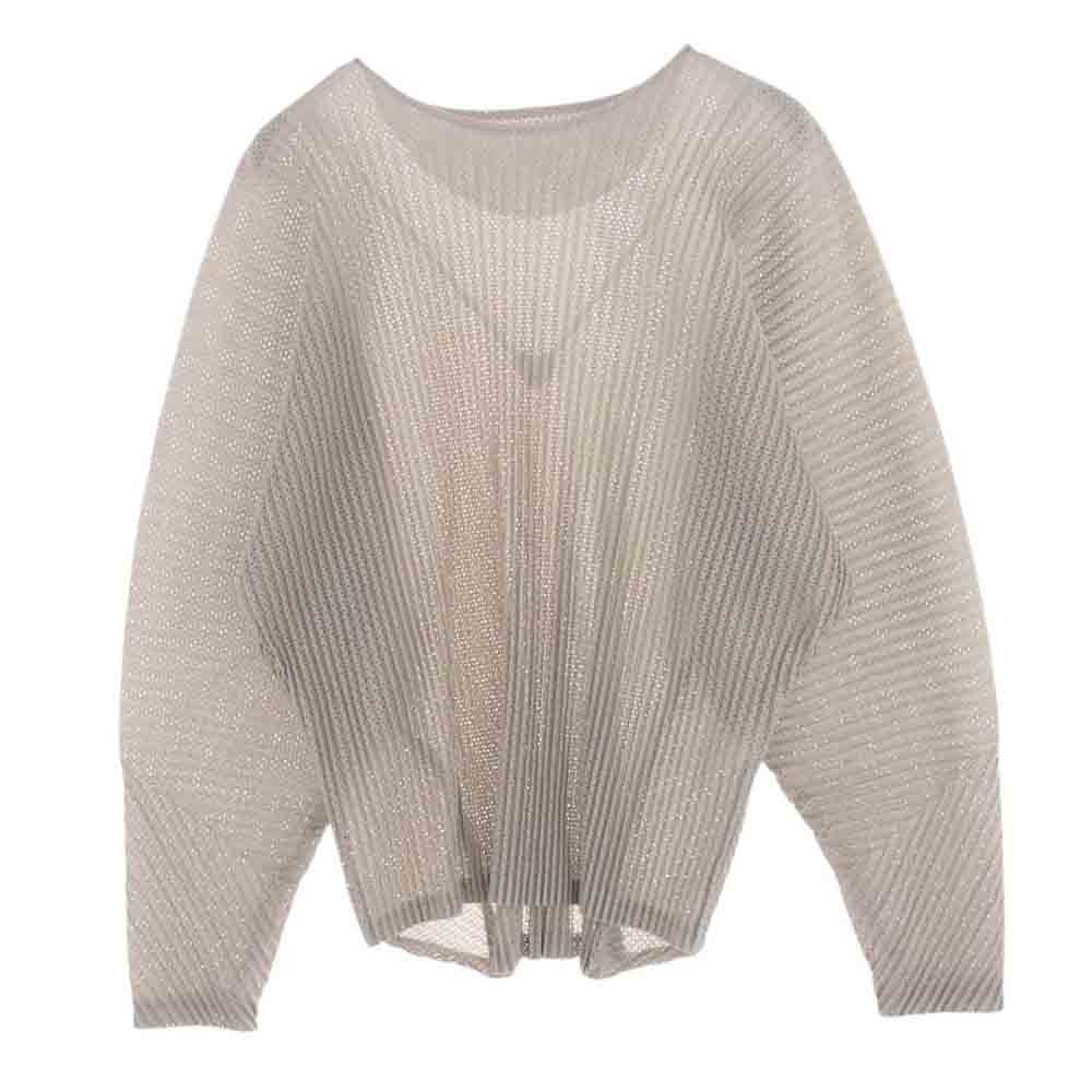 HOMME PLISSE ISSEY MIYAKE オム プリッセ イッセイミヤケ 24SS HP41JK190 LIGHT MESH ライト メッシュ 長袖 カットソー  グレー系 3【中古】