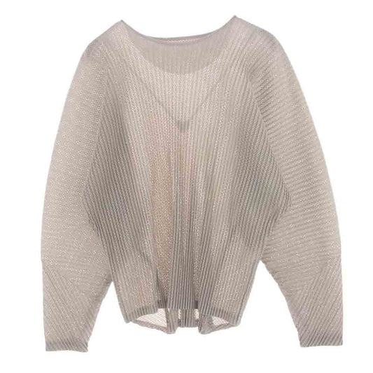 HOMME PLISSE ISSEY MIYAKE オム プリッセ イッセイミヤケ 24SS HP41JK190 LIGHT MESH ライト メッシュ 長袖 カットソー  グレー系 3【中古】