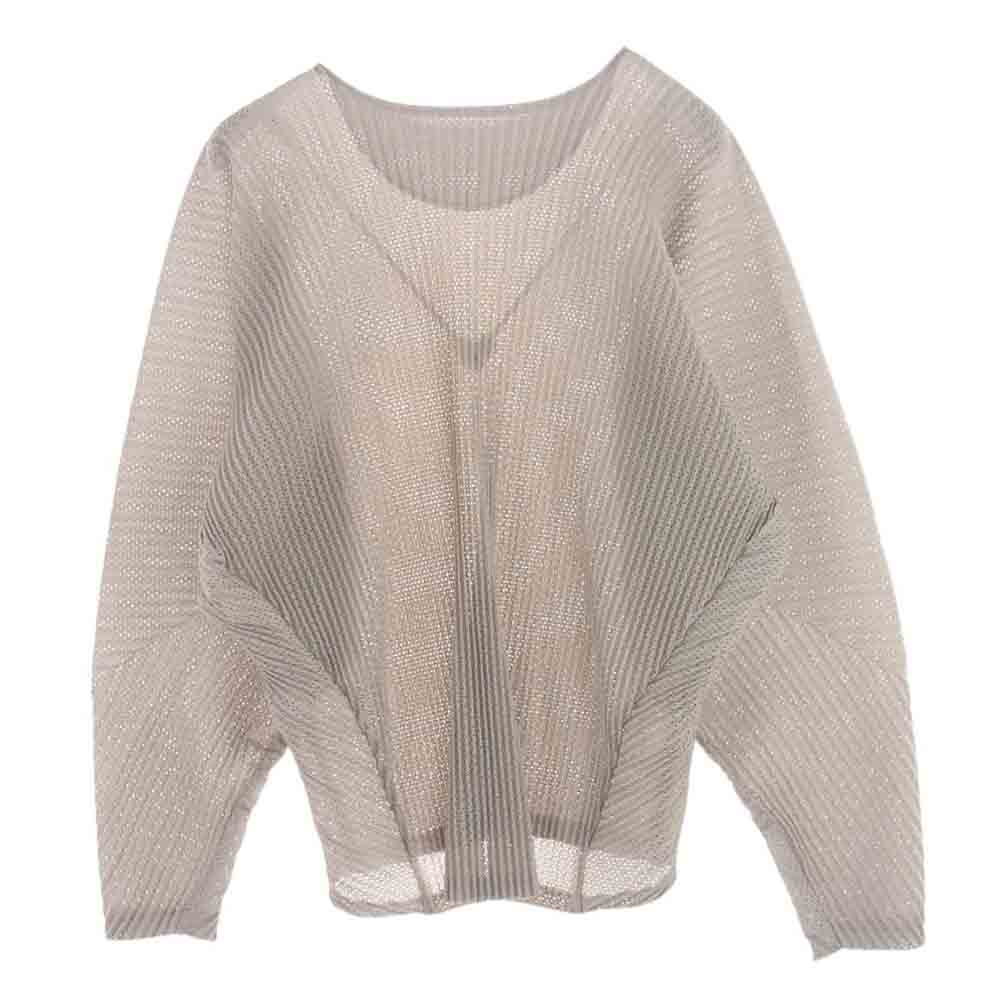 HOMME PLISSE ISSEY MIYAKE オム プリッセ イッセイミヤケ 24SS HP41JK190 LIGHT MESH ライト メッシュ 長袖 カットソー  グレー系 3【中古】