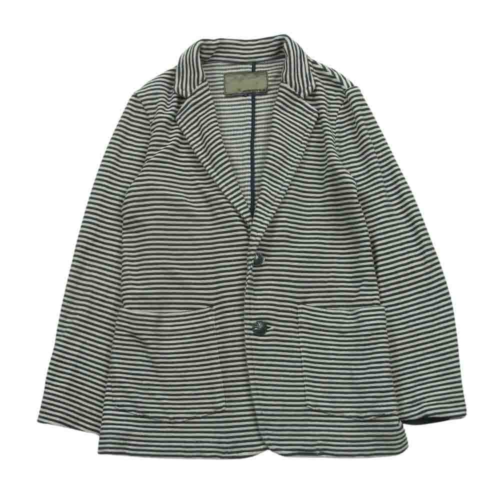 アユイテ 15SS AU15S-FJ22 コットン ポリエステル ランダムボーダー コンチョボタン ニット ジャケット ネイビー系 オフホワイト系 1【中古】