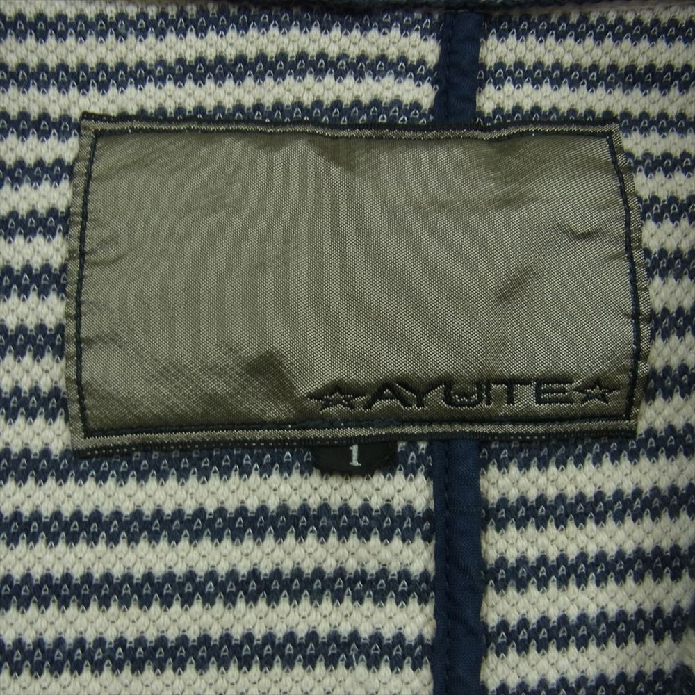 アユイテ 15SS AU15S-FJ22 コットン ポリエステル ランダムボーダー コンチョボタン ニット ジャケット ネイビー系 オフホワイト系 1【中古】