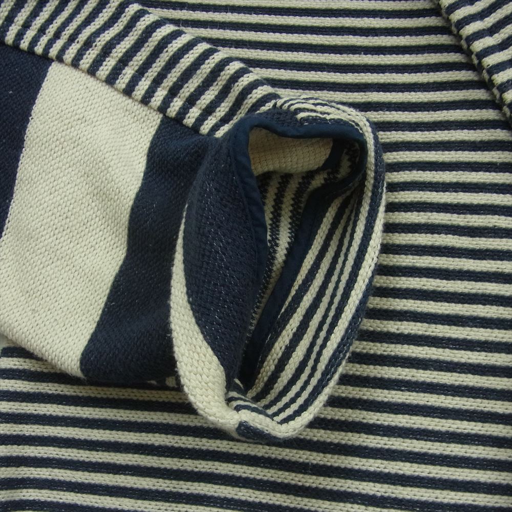 アユイテ 15SS AU15S-FJ22 コットン ポリエステル ランダムボーダー コンチョボタン ニット ジャケット ネイビー系 オフホワイト系 1【中古】