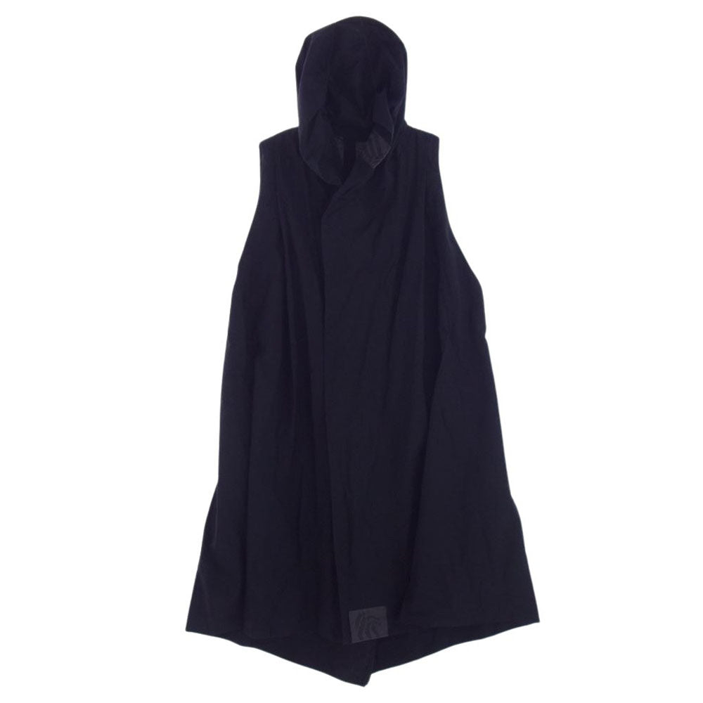 JULIUS ユリウス 16SS 540COM5 トロル ノースリーブ フード付き コットン ロングコート ブラック系  0 【中古】