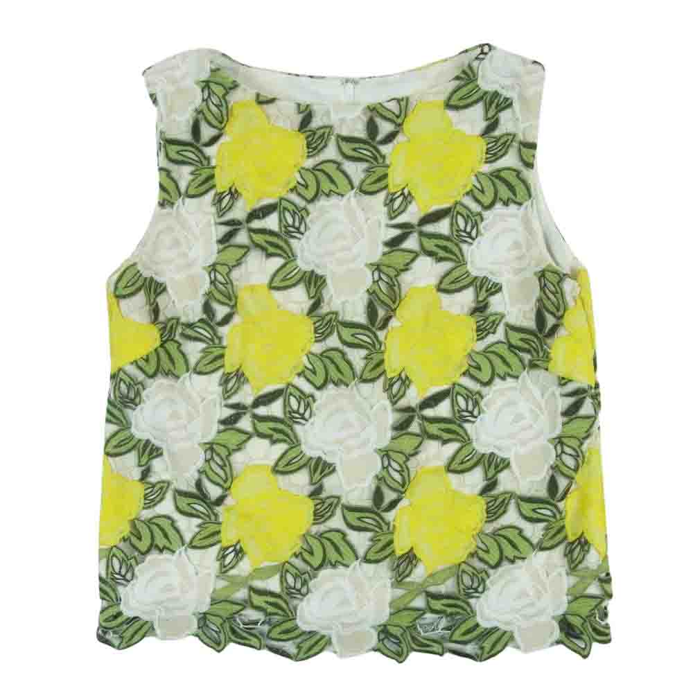 GRACE CONTINENTAL グレースコンチネンタル 3714 8138-1 diagram フラワーレース ノースリーブ ベージュ系 イエロー系 グリーン系 38【中古】