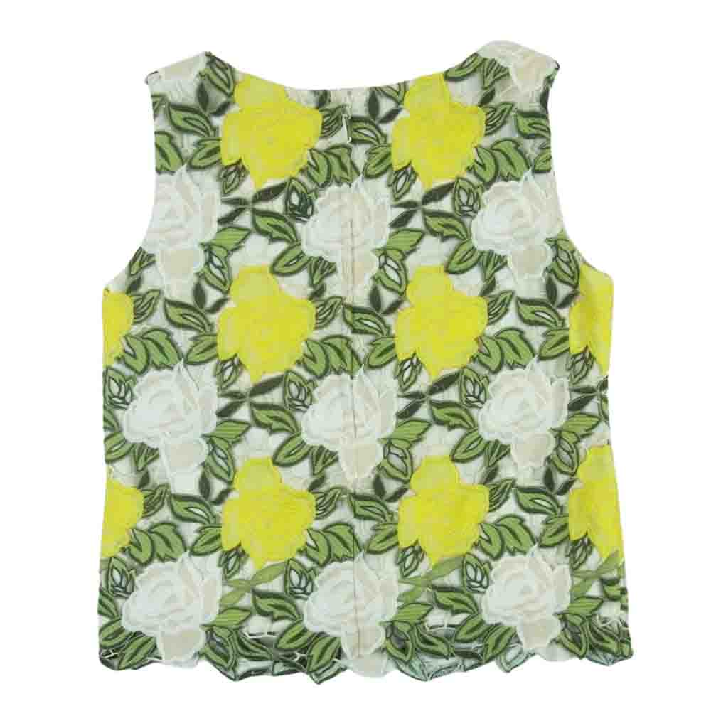 GRACE CONTINENTAL グレースコンチネンタル 3714 8138-1 diagram フラワーレース ノースリーブ ベージュ系 イエロー系 グリーン系 38【中古】