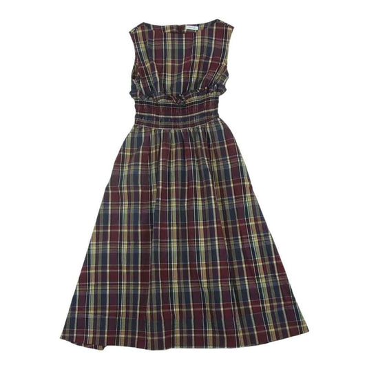 フレイアイディー 18AW FWFO184533 チェック柄 ウエストシャーリング ノースリーブ ワンピース エンジ系 イエロー系 ネイビー系 1【中古】