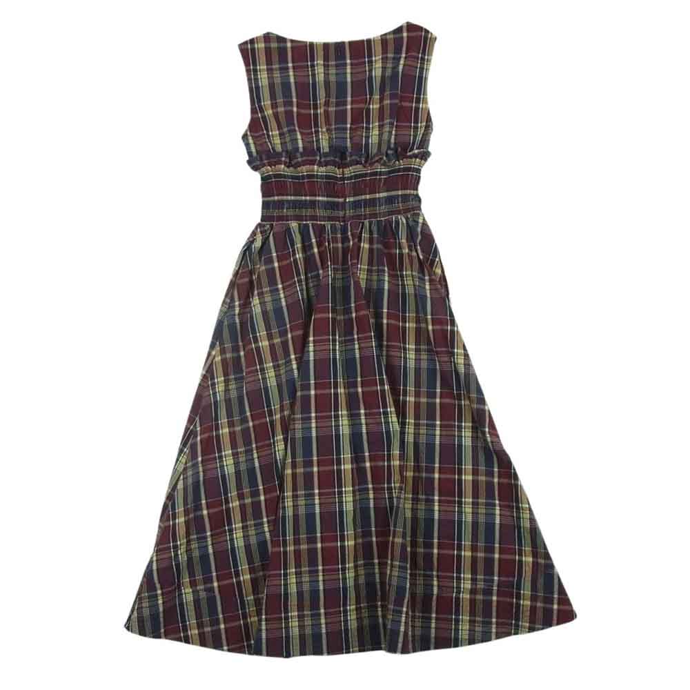 フレイアイディー 18AW FWFO184533 チェック柄 ウエストシャーリング ノースリーブ ワンピース エンジ系 イエロー系 ネイビー系 1【中古】